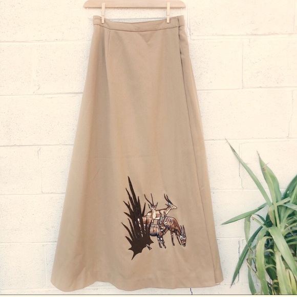 Vintage Dresses & Skirts - Vintage Wool Wrap Maxi Skirt